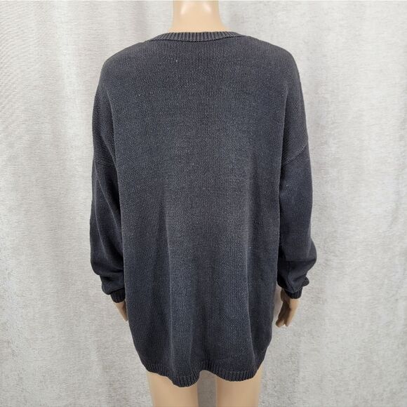 Vintage Pheasant Bird Fall Leaves Knit Sweater Black Crewneck - Picture 8 of 13